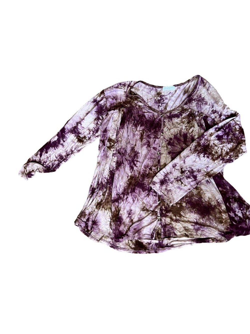 CHICSOUL Purple Tie Dye Print Flare Pullover Blouse